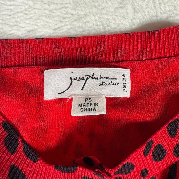 Josephine Studio Red Black Animal Print Button Ruffle 3/4 Sleeve Cardigan Small - Picture 3 of 7